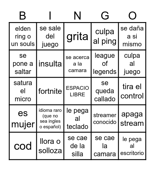 bingo con los skibidi compas Bingo Card