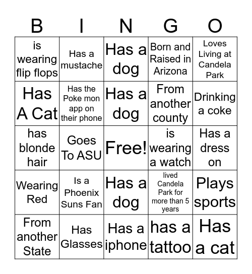 Candela Park Meet your Neighbors Bindo! Bingo Card