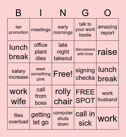 "9 to 5" By Dolly Parton Bingo Card
