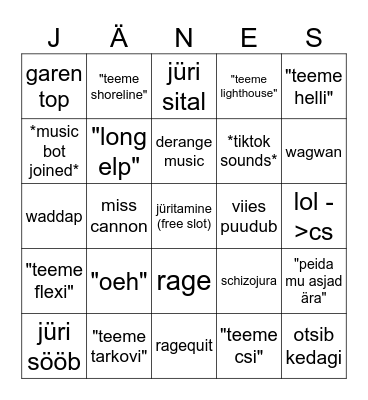 BingoJura Bingo Card