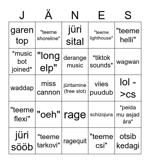 BingoJura Bingo Card