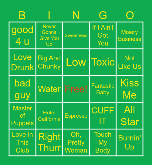 Heyyyyyyyy Bingo Card