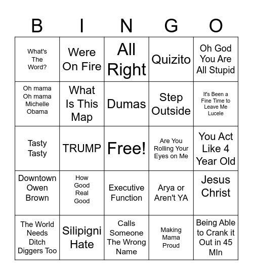 Earley Bingo Card