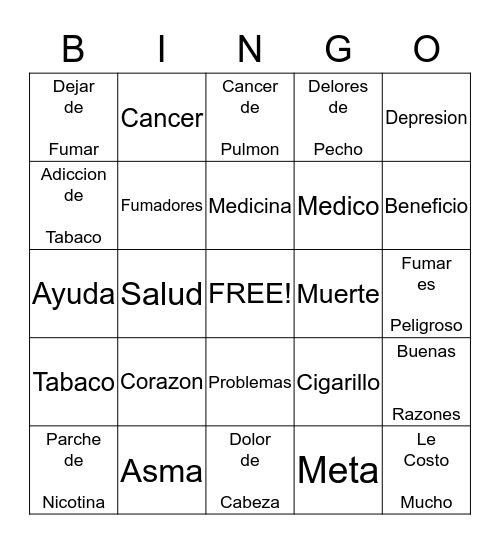 Loteria De Fumar Bingo Card