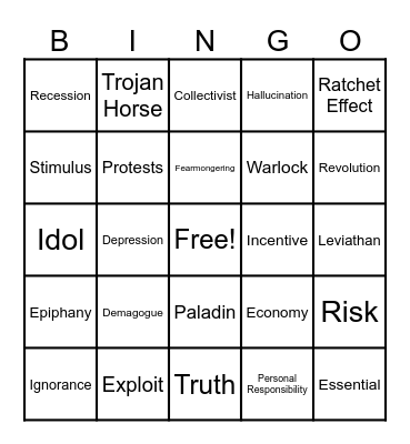 Leviathan Crisis Bingo Card
