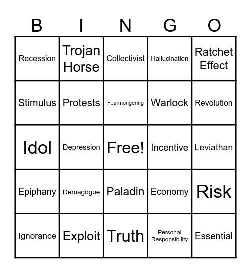 Leviathan Crisis Bingo Card