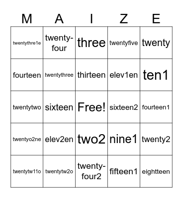 MAIZE EDUCATION FOUNDATION Bingo Card