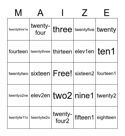 MAIZE EDUCATION FOUNDATION Bingo Card