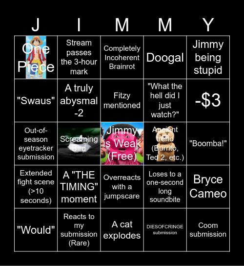 JimmyHere YLYL Stream Bingo Card