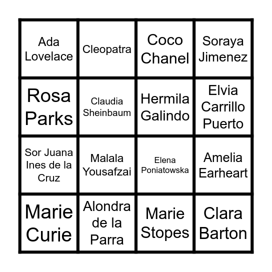 Bingo de las Poderosas Bingo Card