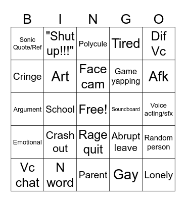 Callo Bingo Card