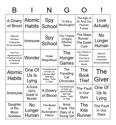 Literary Bingo: A Book Lover's Challenge! Bingo Card