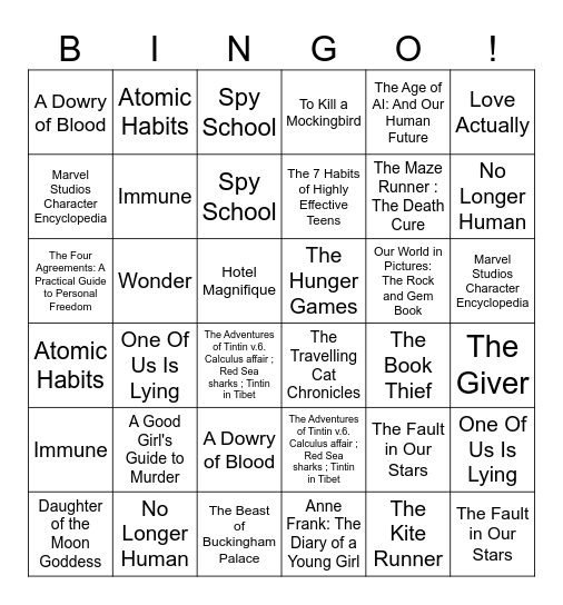 Literary Bingo: A Book Lover's Challenge! Bingo Card
