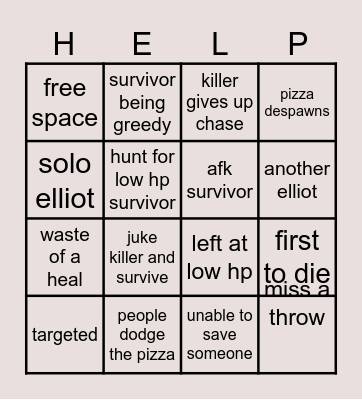 Elliot Forsaken Bingo Card