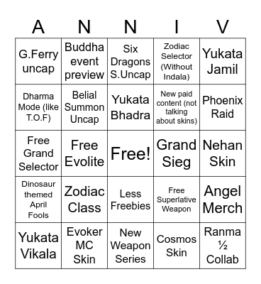 ANNI BINGO Card