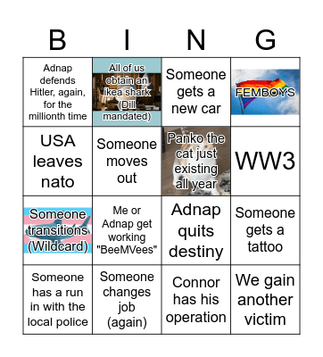 2025 and Three Quaters Bingo Card