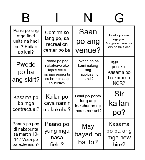 LANDBANKERS FAQ Bingo Card