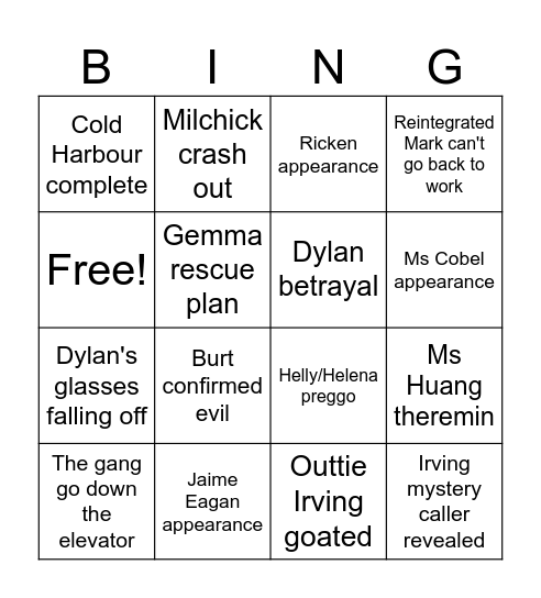 Severance Bingo Card