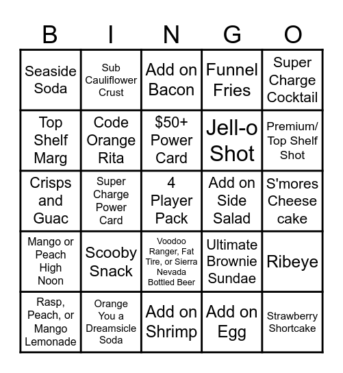 UPSELL Bingo Card