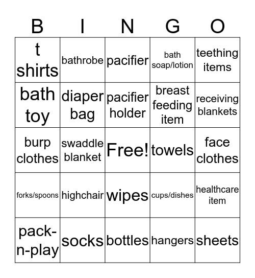 Welcome Sweet Baby Kaia Bingo Card