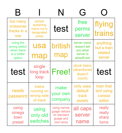RSS public server bingo Card