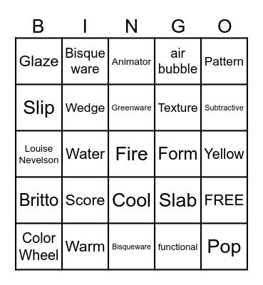 Art Bingo Card