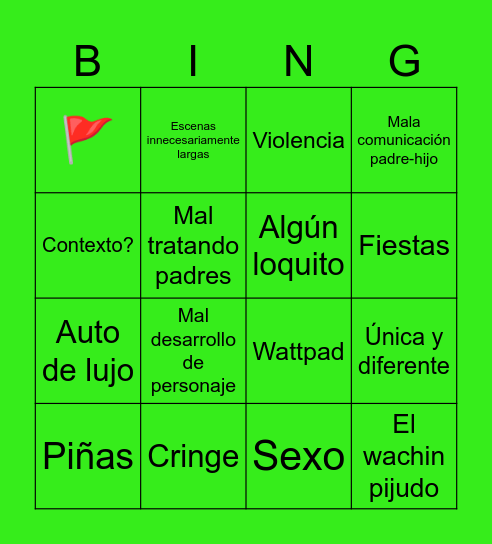 Culpa mia Bingo Card