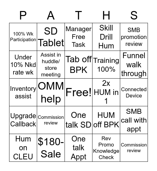 Cold Floor Bingo Card