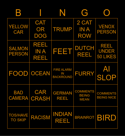 REELS BINGO Card