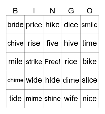 i_e Bingo Card
