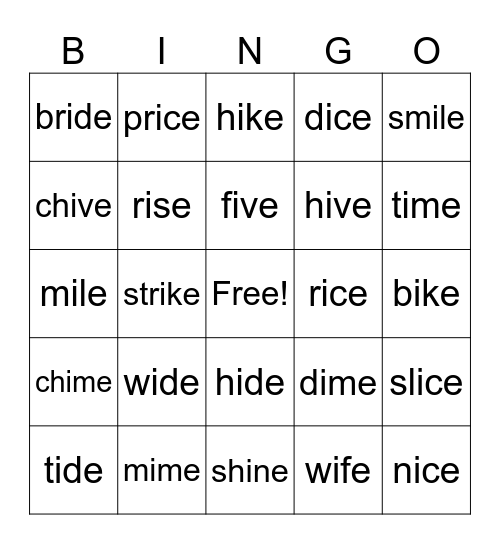 i_e Bingo Card
