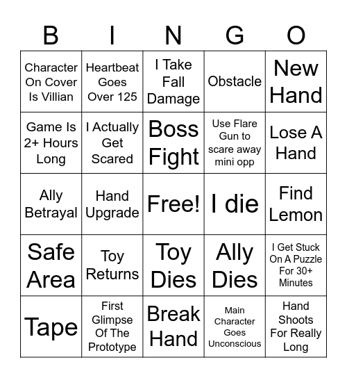 Poppy Playtime 4 Bingo Card