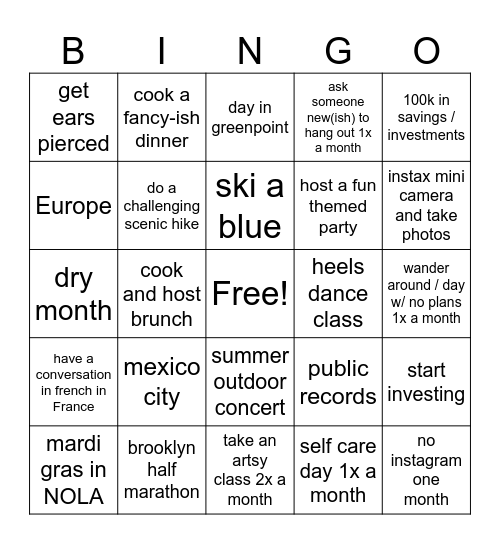 2025 bingo Card