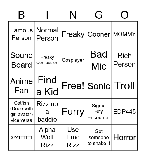Mic up Bingo Card