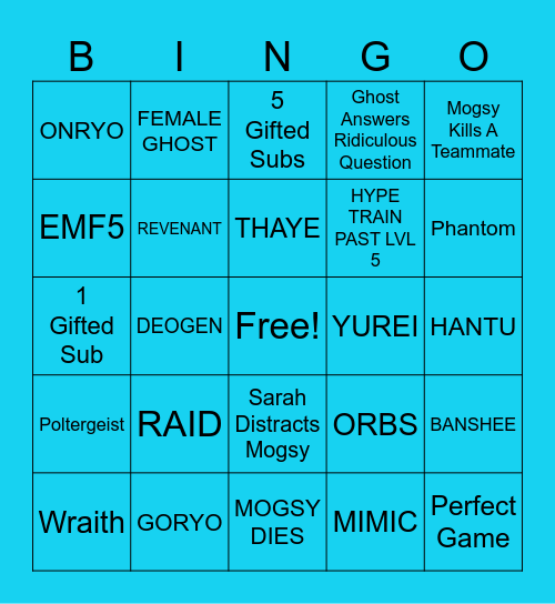 Mogsy's Phasmo Bingo Card Bingo Card