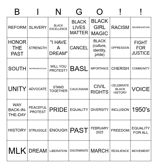 Black History Month ASL Bingo Card