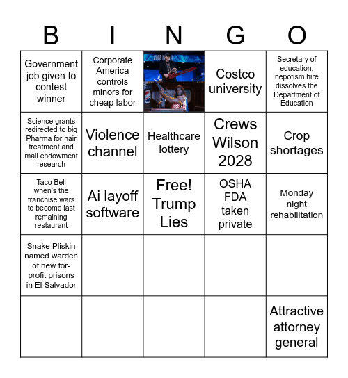Idiocracy bingo Card