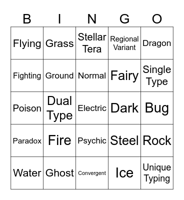 Random Pokemon Bingo Card
