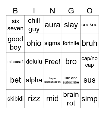 ECS 7th Grade Bingo Card