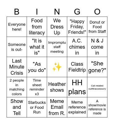 Fun Friday Bingo Card