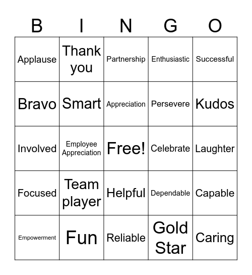 Cole Employee Appreciation Bingo Card