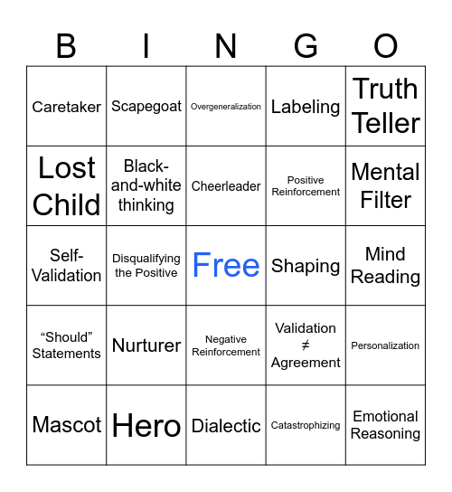 DBT Bingo Cards - Week 4!!!💥 Bingo Card