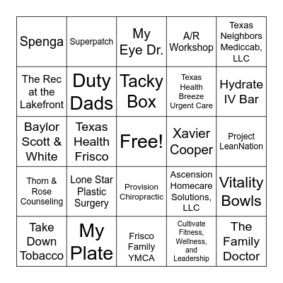 Booths Bingo Card