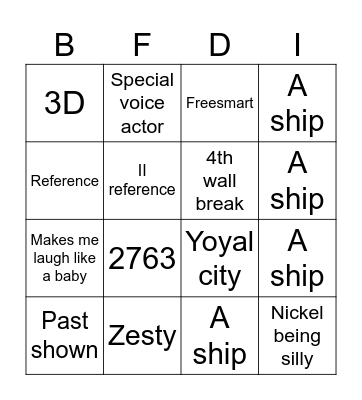 BFDI Bingo Card
