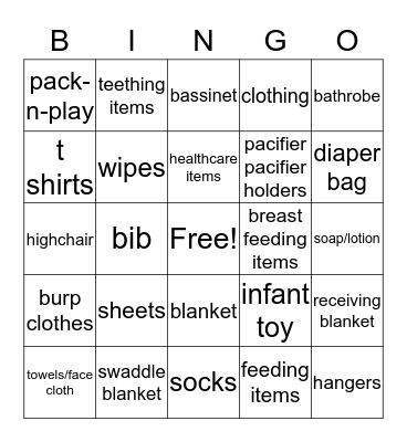 Welcome, Sweet Baby Kaia Bingo Card