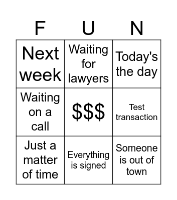 Funding Bingo Card