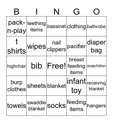 Welcome, Sweet Baby Kaia Bingo Card