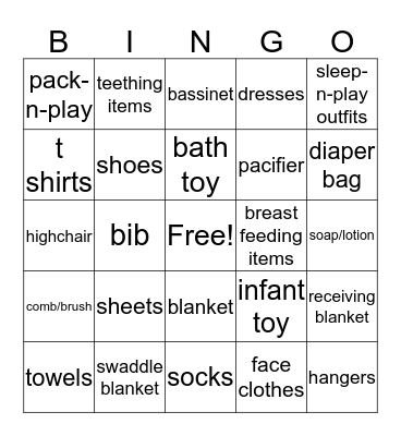 Welcome, Sweet Baby Kaia Bingo Card
