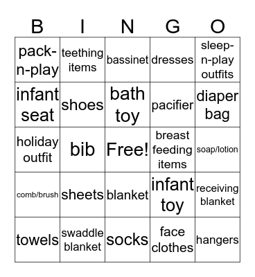 Welcome, Sweet Baby Kaia Bingo Card