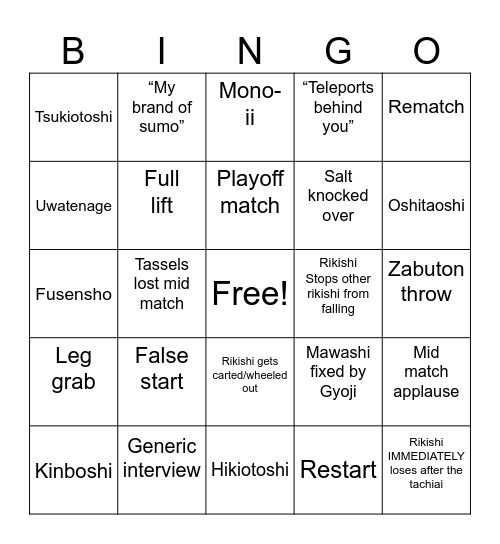 Basho Bingo Card